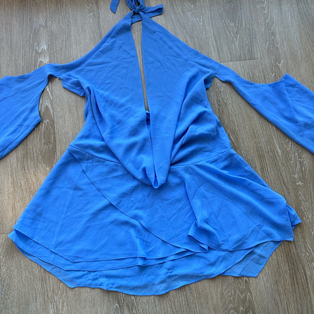 Blue Cold Shoulder Dress